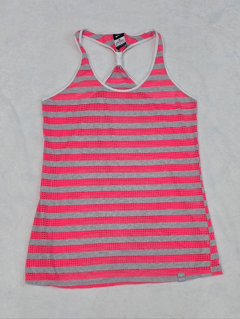 Women's Nike Swim Suit Cover-Up Mesh Size Medium Bright Pink & Gray Striped